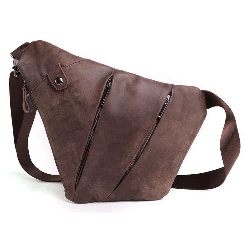 Men's Urban Geometric Leather Crossbody Bag