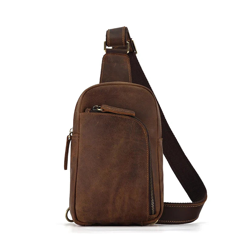 Olive | Men's Heritage Travel Leather Crossbody Bag