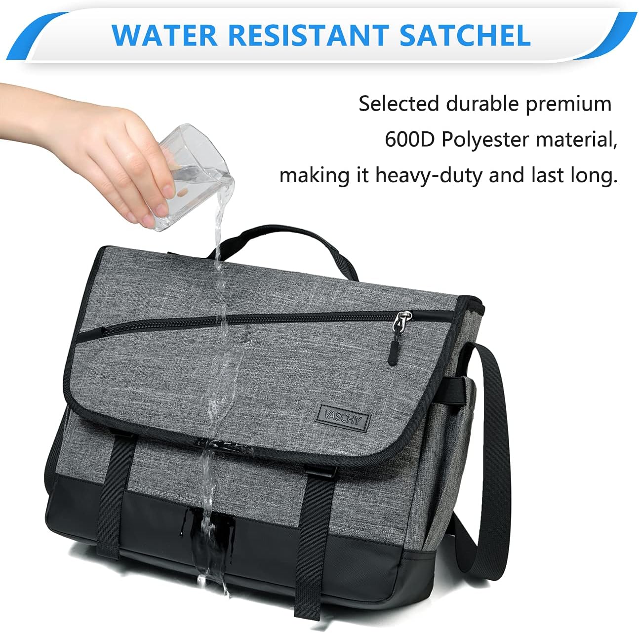 Water-Resistant Laptop Bag with Padded Compartment and Travel Sleeve