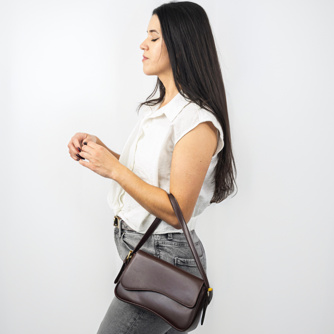 Women’s Curved Flap Bag with Adjustable Shoulder Strap