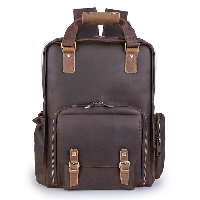 Marco | Men's Large Leather Camera Backpack with Tripod Holder