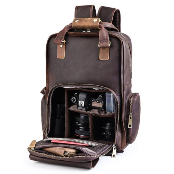Marco | Men's Large Leather Camera Backpack with Tripod Holder