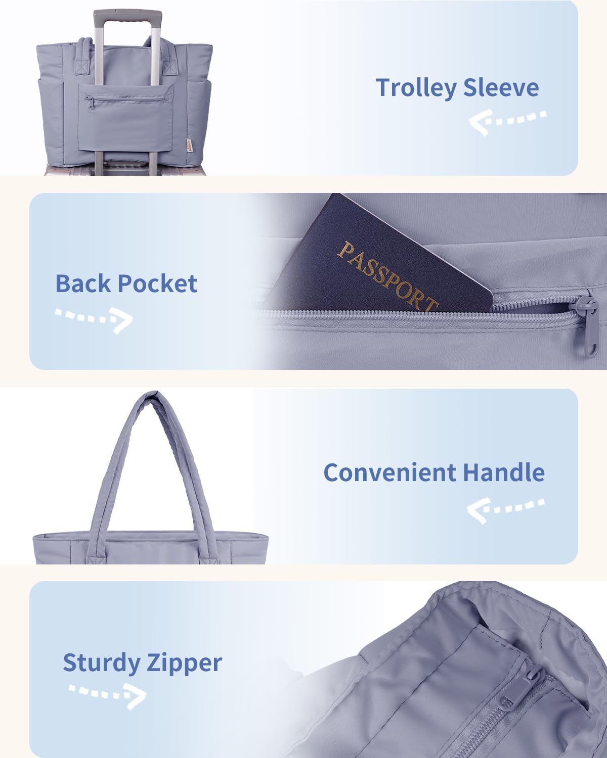 Quilted Work Travel Tote with Cup Holder and Padded Sleeve for Laptop
