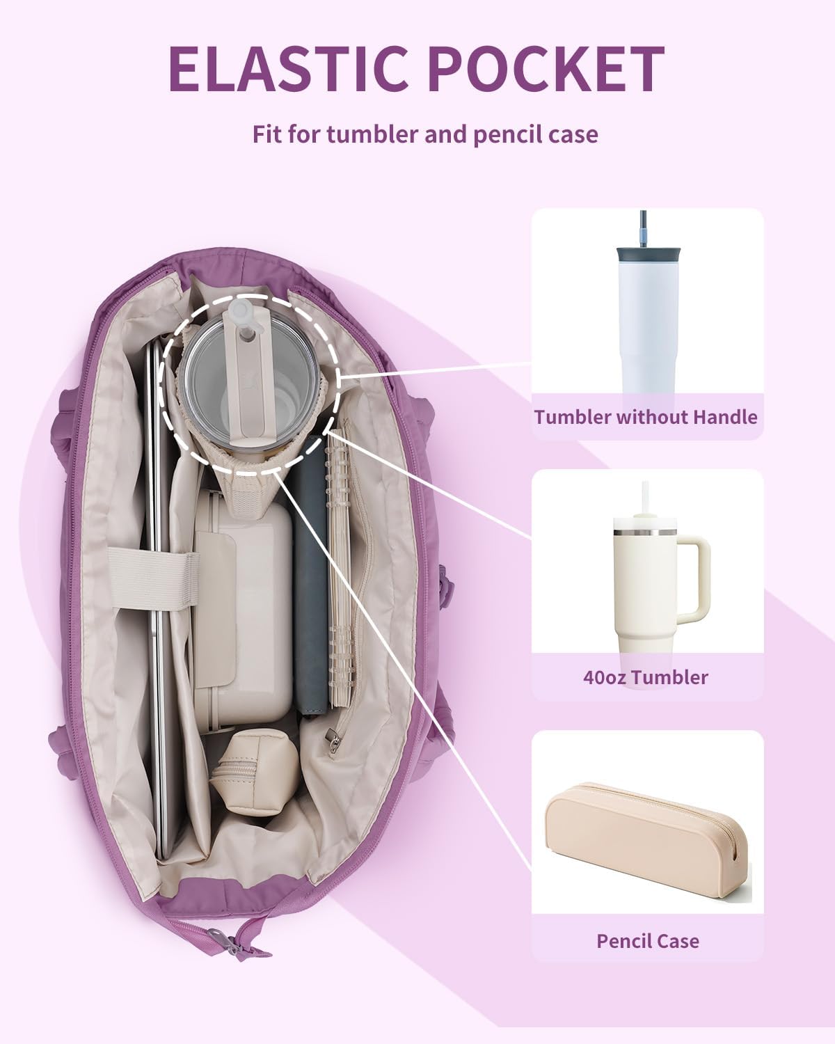 Quilted Work Travel Tote with Cup Holder and Padded Sleeve for Laptop