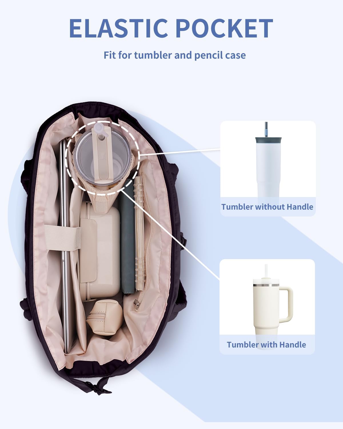 Quilted Work Travel Tote with Cup Holder and Padded Sleeve for Laptop
