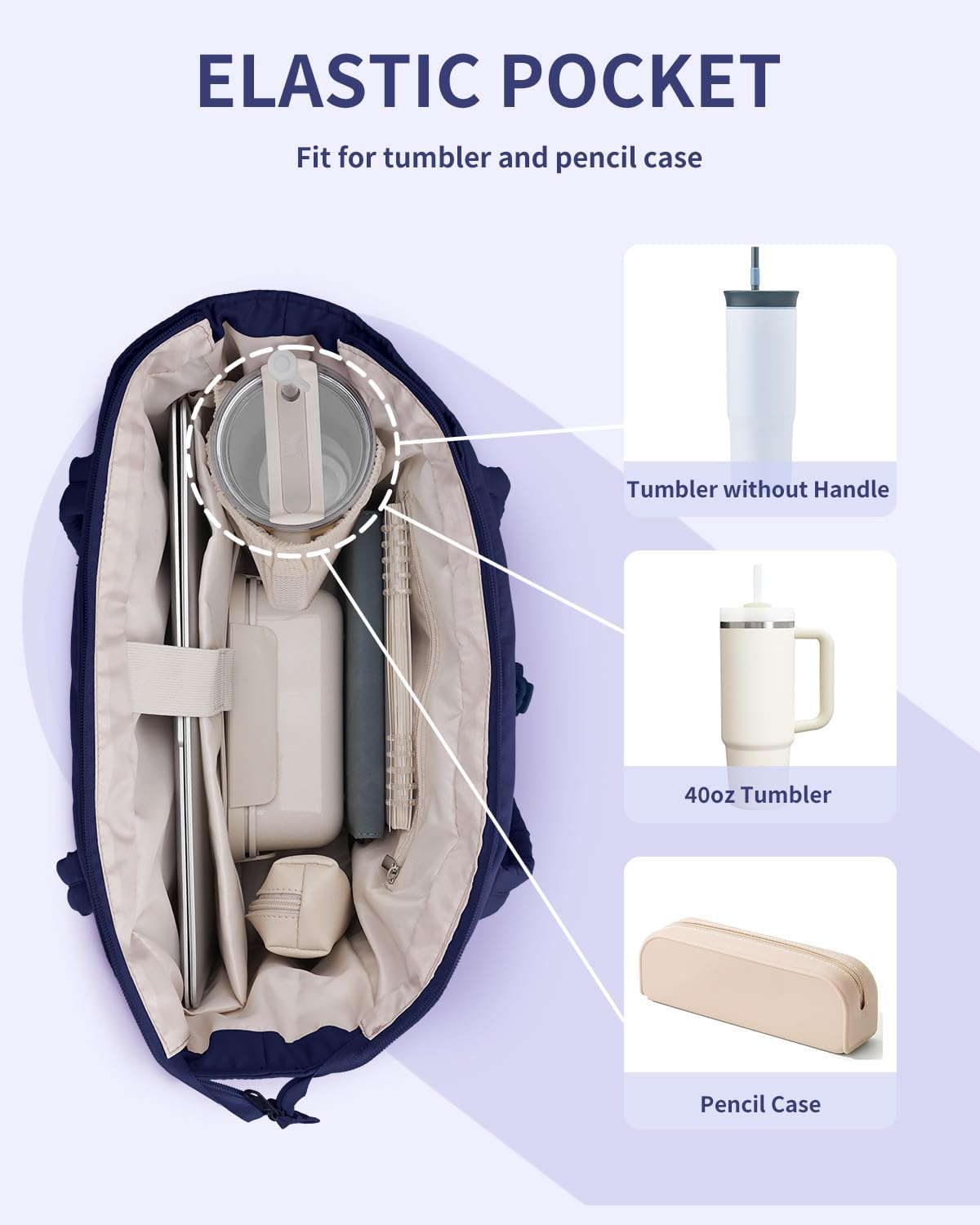 Quilted Work Travel Tote with Cup Holder and Padded Sleeve for Laptop