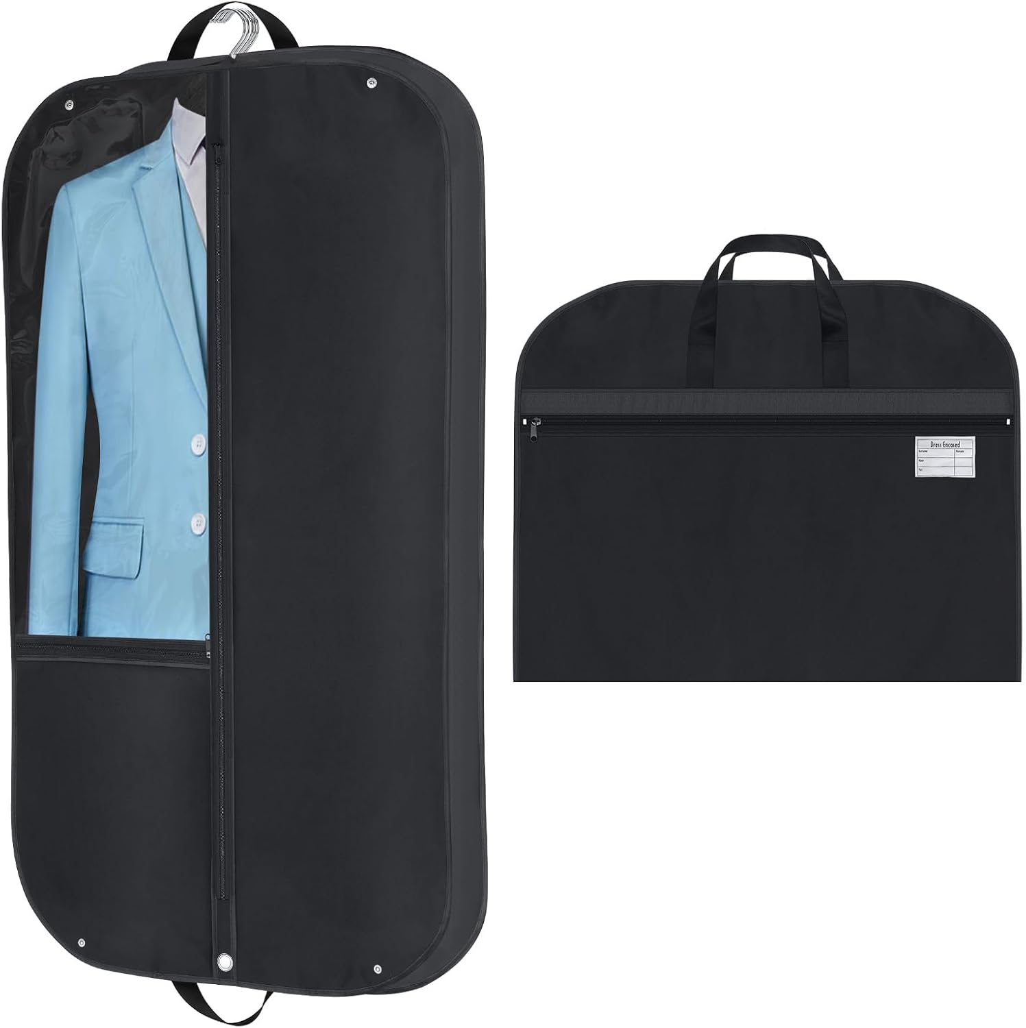 Travel Garment Bag with Extra Capacity, Clear Window and Accessory Pockets
